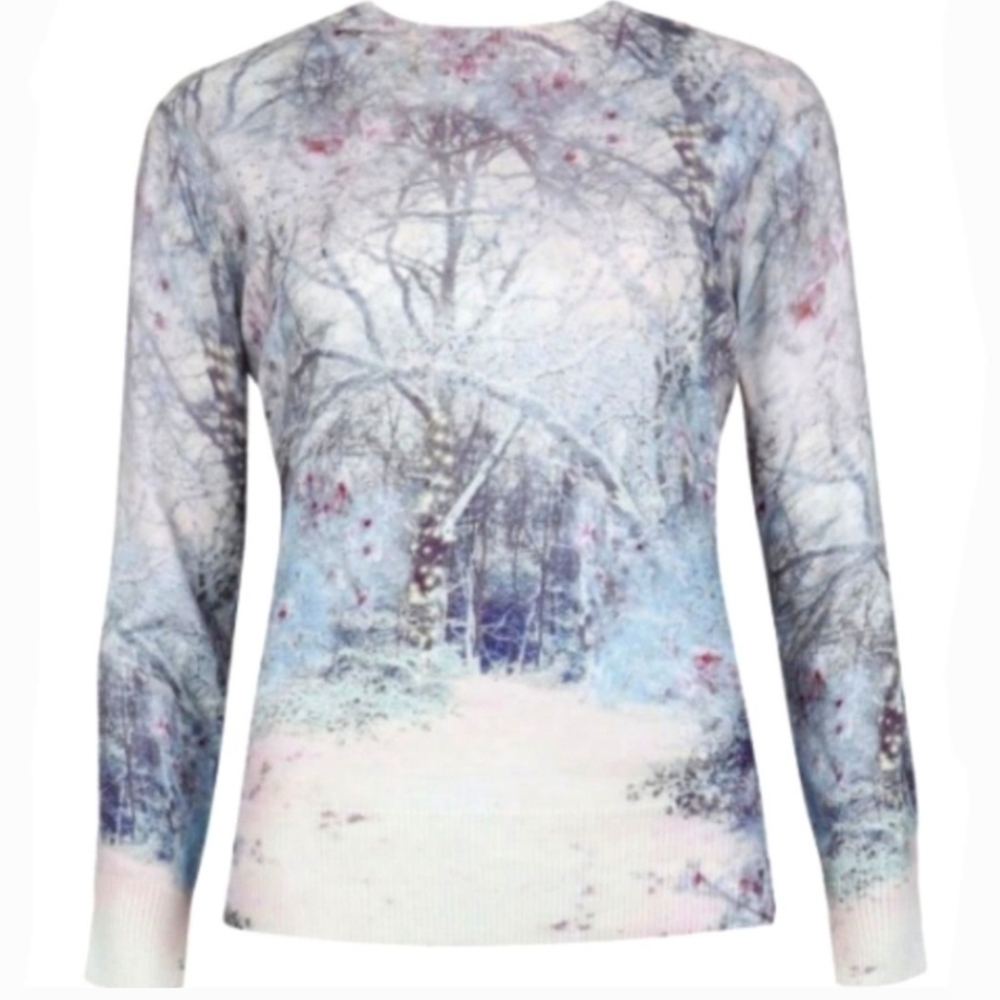 Ted Baker London Cilene Snow Blossom Sweater Size Small Winter Fairyland